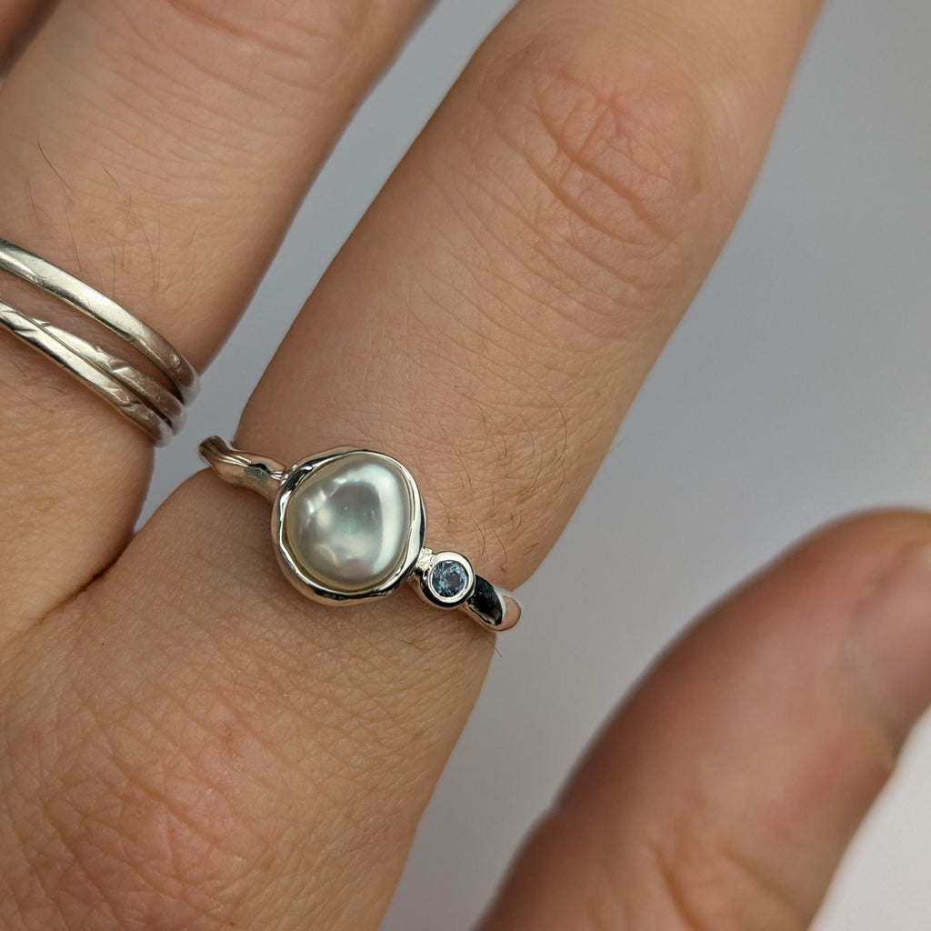 Pearl + Sapphire ring
